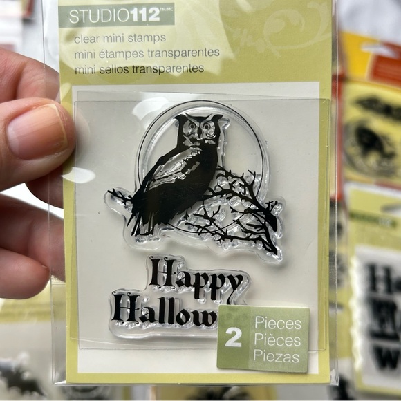 Brand New set of 12 clear stamps & 1 set of Halloween Fall die cuts card making - Picture 13 of 16